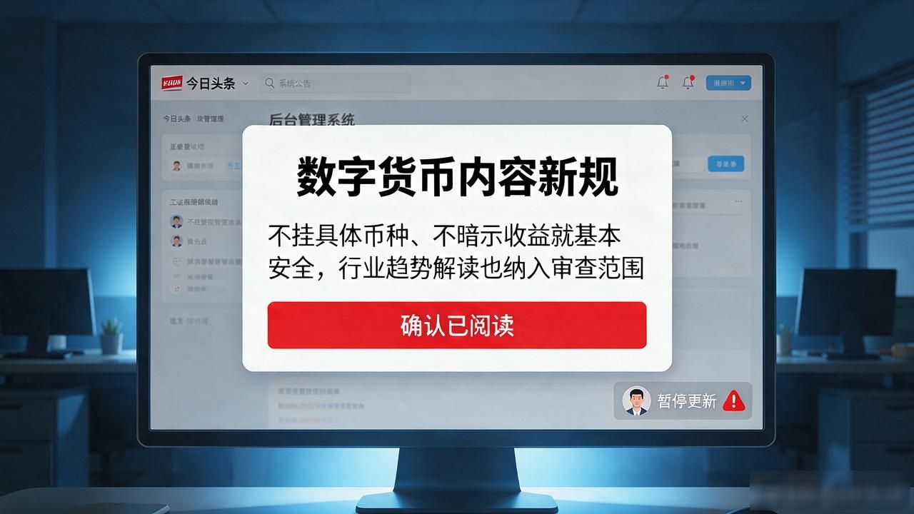 今日头条突然公告数字货币内容新规，发这类文章的人得留意了