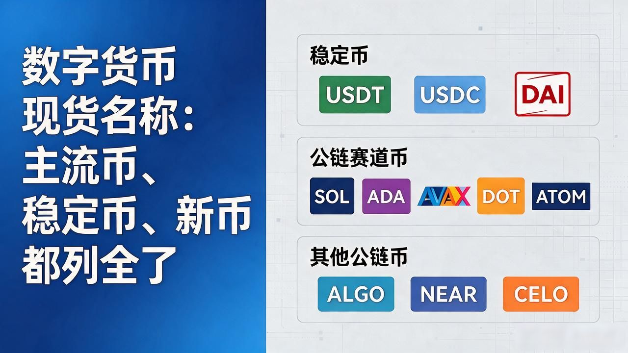数字货币现货名称大全：主流币、稳定币、新币都列全了