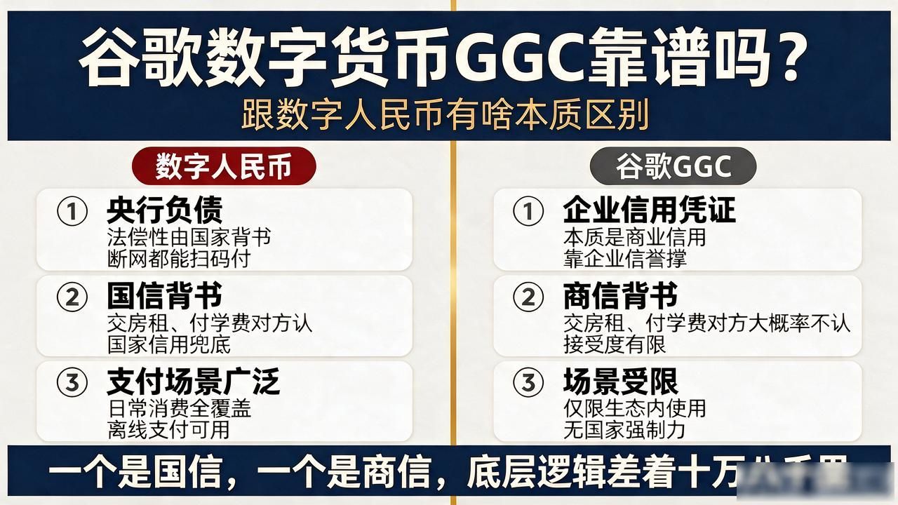 谷歌数字货币GGC靠谱吗？跟数字人民币有啥本质区别