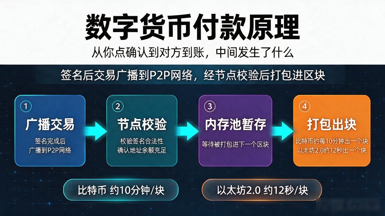 数字货币付款原理：从你点确认到对方到账，中间发生了什么