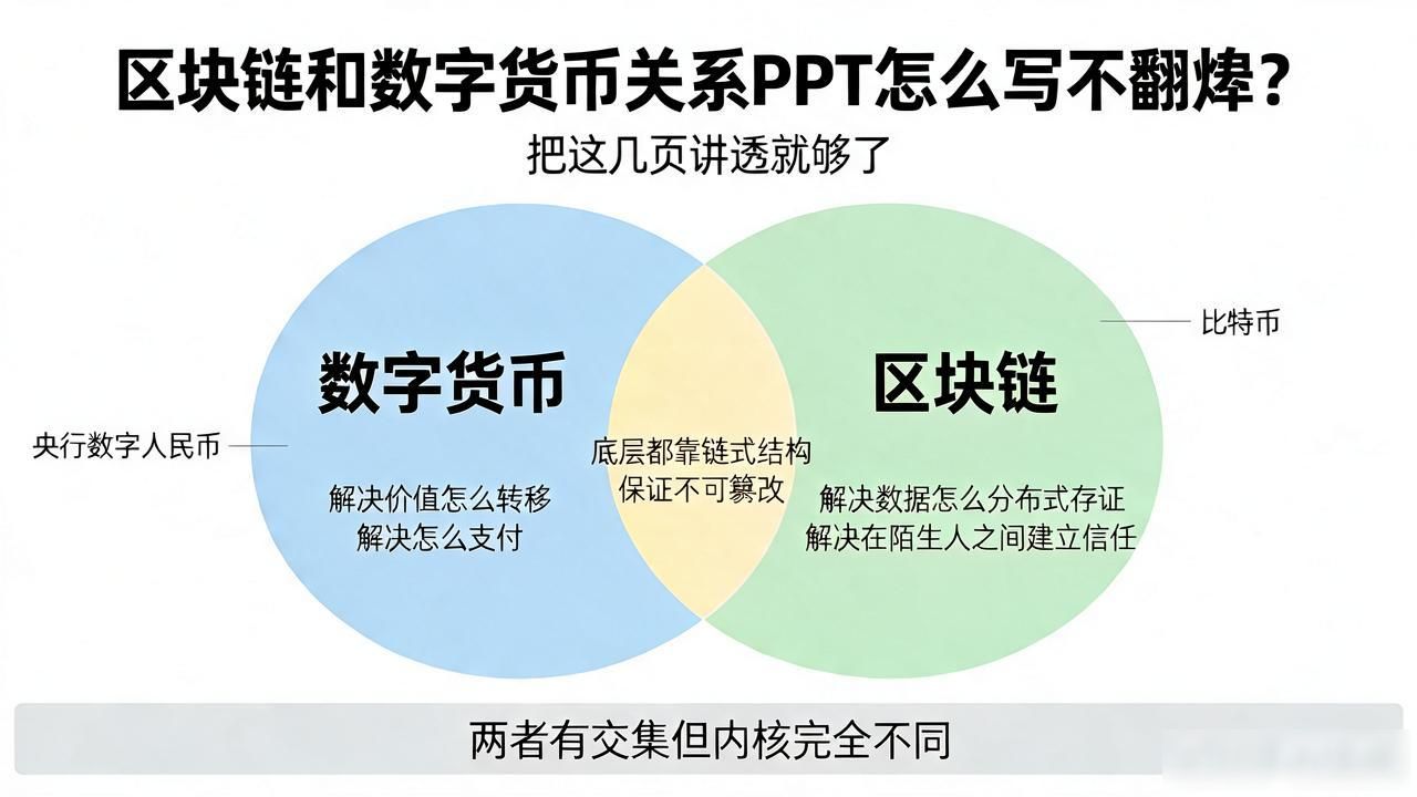 区块链和数字货币关系PPT怎么写不翻车？把这几页讲透就够了